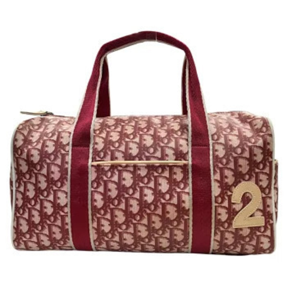 Christian Dior Trotter Boston Bag Handbag Red Bordeaux Purple